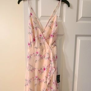 In Love Forever Blush Floral Lace-Up High-Low Maxi